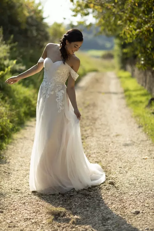 Skye W390 Contemporary Lace Strapless Wedding Dress True Bride